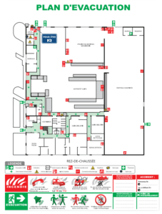 Plan d'évacuation 2D et 3D